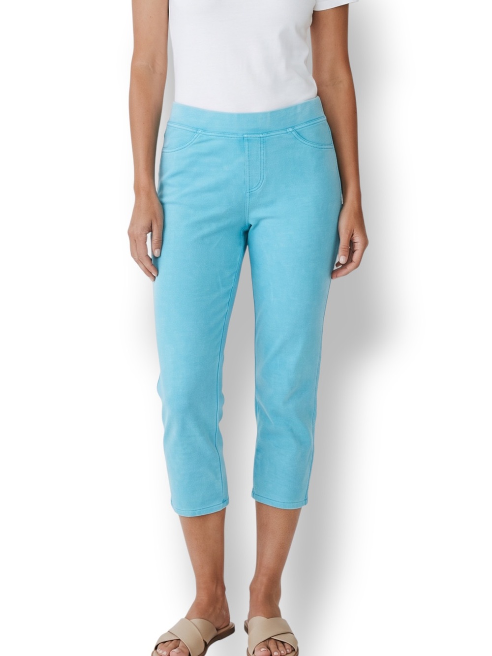 4/$20 Baccini Turquoise Pull-On Stretch Jegging Capri Pants Medium